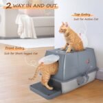 Ownpets Stainless Steel Cat Litter Box –180°Flip Lid for Easy Cleaning, One-Click Personalized Design, Advanced Odor Control, XL Capacity, 16'' High - Image 7