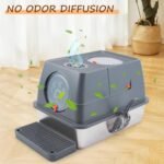 Ownpets Stainless Steel Cat Litter Box –180°Flip Lid for Easy Cleaning, One-Click Personalized Design, Advanced Odor Control, XL Capacity, 16'' High - Image 11