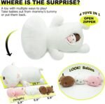 Cat Stuffed Animal Mommy 19.7" with 3 Baby Kitty Plushies, 4 Piece of Cute Cat Plush Pillow Toys for Kids Girls Boys (White Cat Family) - Image 3
