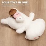 Cat Stuffed Animal Mommy 19.7" with 3 Baby Kitty Plushies, 4 Piece of Cute Cat Plush Pillow Toys for Kids Girls Boys (White Cat Family) - Image 4