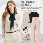 Detachable Half Shirt Collar for Women Removable Faux Blouse Dickey Collar with Black Dot Pattern - Image 6