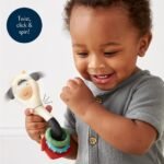 Itzy Ritzy Spinner Rattle Toy – Cow Design Sensory Teething Rattle Includes Spinning Face, Clicks, Rattles & Textured Teethers; Designed for Ages 3 Months and Up (Cow) - Image 4