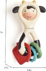 Itzy Ritzy Spinner Rattle Toy – Cow Design Sensory Teething Rattle Includes Spinning Face, Clicks, Rattles & Textured Teethers; Designed for Ages 3 Months and Up (Cow) - Image 7