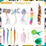 Cat Feather Toys, 12 Pcs Cat Wand Replacement, Interactive Feather Teaser Cat Toy Colorful Cat Wand Attachments Feather Cats Toy Refills for Kitten Playing Catcher Exercise - Image 3