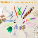 Cat Feather Toys, 12 Pcs Cat Wand Replacement, Interactive Feather Teaser Cat Toy Colorful Cat Wand Attachments Feather Cats Toy Refills for Kitten Playing Catcher Exercise - Image 4