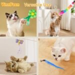 Cat Feather Toys, 12 Pcs Cat Wand Replacement, Interactive Feather Teaser Cat Toy Colorful Cat Wand Attachments Feather Cats Toy Refills for Kitten Playing Catcher Exercise - Image 8