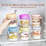 6 Pack Overnight Oats Containers with Lids and Spoons - 16 Oz Glass Mason Jars for Overnight Oats Airtight Jars Leak Proof Oatmeal Container Meal Prep Jar for Yogurt,Milk,Cereal,Fuirt,Salad - Image 7