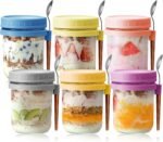 6 Pack Overnight Oats Containers with Lids and Spoons - 16 Oz Glass Mason Jars for Overnight Oats Airtight Jars Leak Proof Oatmeal Container Meal Prep Jar for Yogurt,Milk,Cereal,Fuirt,Salad - Image 9