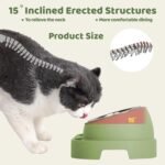 Cat Feeder and Water Dispenser, Cat Feeder with Stainless Steel Bowls, Pet Food Dispenser for Cats and Small Dogs, Easy to Clean(Green) - Image 4