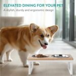 Navaris Large Pet Feeder with Foldable Legs - Raised Dog Bowls with Wooden Stand - Elevated Pet Dish for Dogs - Duo Dog Bowl Set with Stand - Medium & Large Size Dog - 27oz (800ml) - Image 3