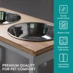 Navaris Large Pet Feeder with Foldable Legs - Raised Dog Bowls with Wooden Stand - Elevated Pet Dish for Dogs - Duo Dog Bowl Set with Stand - Medium & Large Size Dog - 27oz (800ml) - Image 5