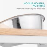 Navaris Large Pet Feeder with Foldable Legs - Raised Dog Bowls with Wooden Stand - Elevated Pet Dish for Dogs - Duo Dog Bowl Set with Stand - Medium & Large Size Dog - 27oz (800ml) - Image 6