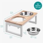Navaris Large Pet Feeder with Foldable Legs - Raised Dog Bowls with Wooden Stand - Elevated Pet Dish for Dogs - Duo Dog Bowl Set with Stand - Medium & Large Size Dog - 27oz (800ml) - Image 7