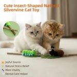 Catnip Toys for Cats, 5 Pcs Interactive Set with Silvervine Insect Sticks, Plush Mouse & Bird with Bells, Feather Rope Toy, Natural Dental Chew Toys for Kitten Teething & Hairball Relief - Image 3
