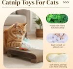 Catnip Toys for Cats, 5 Pcs Interactive Set with Silvervine Insect Sticks, Plush Mouse & Bird with Bells, Feather Rope Toy, Natural Dental Chew Toys for Kitten Teething & Hairball Relief - Image 4