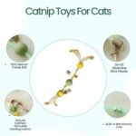Catnip Toys for Cats, 5 Pcs Interactive Set with Silvervine Insect Sticks, Plush Mouse & Bird with Bells, Feather Rope Toy, Natural Dental Chew Toys for Kitten Teething & Hairball Relief - Image 6