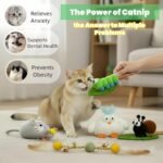 Catnip Toys for Cats, 5 Pcs Interactive Set with Silvervine Insect Sticks, Plush Mouse & Bird with Bells, Feather Rope Toy, Natural Dental Chew Toys for Kitten Teething & Hairball Relief - Image 7