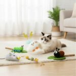 Catnip Toys for Cats, 5 Pcs Interactive Set with Silvervine Insect Sticks, Plush Mouse & Bird with Bells, Feather Rope Toy, Natural Dental Chew Toys for Kitten Teething & Hairball Relief - Image 9