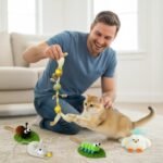 Catnip Toys for Cats, 5 Pcs Interactive Set with Silvervine Insect Sticks, Plush Mouse & Bird with Bells, Feather Rope Toy, Natural Dental Chew Toys for Kitten Teething & Hairball Relief - Image 10