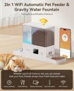 ROJECO Automatic Cat Feeder WiFi,APP Control Cat Food Dispenser,Timed Auto Pet Feeder for Cats and Dogs,5L Cat Feeder Automatic and 3.5L Gravity Water Dispenser,8.5L Cat Food and Water Dispenser - Image 5
