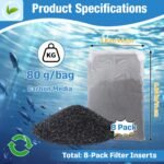 8-Pack A1384 Activated Carbon Filter Inserts Compatible with Aqua Clear 50/Fluval 50 Aquarium, Charcoal Media Bags Fit 20-50 Gallon Freshwater and Saltwater Tanks - Image 3