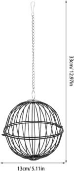 2pcs Black Metal Hanging Suet Feeder Basket with Stainless Steel Food Ball Cage for Outdoor Bird - Image 3