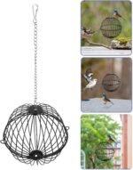 2pcs Black Metal Hanging Suet Feeder Basket with Stainless Steel Food Ball Cage for Outdoor Bird - Image 9