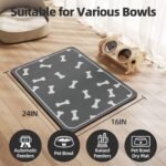 Dog Cat Food Mat Pet Bowl Mat Absorbent No Stains Quick Dry-Innovative Pet Dog Cat Accessories Supplies-Water Dispenser Mat for Messy Drinkers-Dark Grey with Bone Pattern 16"x24" - Image 3