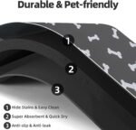 Dog Cat Food Mat Pet Bowl Mat Absorbent No Stains Quick Dry-Innovative Pet Dog Cat Accessories Supplies-Water Dispenser Mat for Messy Drinkers-Dark Grey with Bone Pattern 16"x24" - Image 5