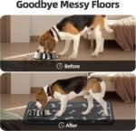 Dog Cat Food Mat Pet Bowl Mat Absorbent No Stains Quick Dry-Innovative Pet Dog Cat Accessories Supplies-Water Dispenser Mat for Messy Drinkers-Dark Grey with Bone Pattern 16"x24" - Image 6