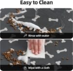 Dog Cat Food Mat Pet Bowl Mat Absorbent No Stains Quick Dry-Innovative Pet Dog Cat Accessories Supplies-Water Dispenser Mat for Messy Drinkers-Dark Grey with Bone Pattern 16"x24" - Image 7