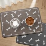 Dog Cat Food Mat Pet Bowl Mat Absorbent No Stains Quick Dry-Innovative Pet Dog Cat Accessories Supplies-Water Dispenser Mat for Messy Drinkers-Dark Grey with Bone Pattern 16"x24" - Image 8