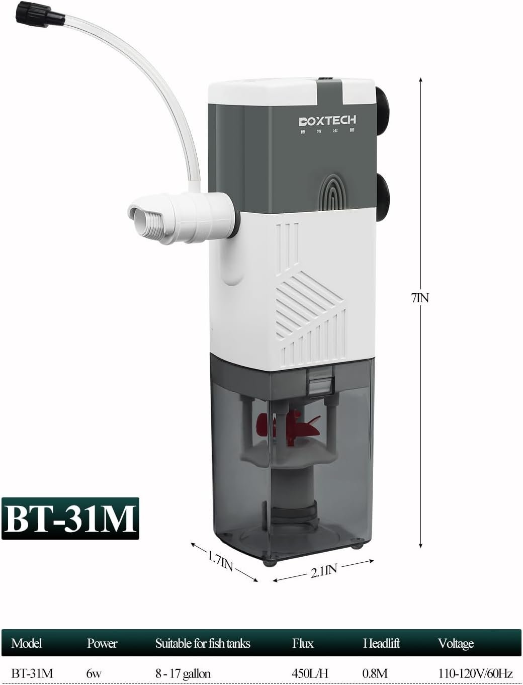 UPETTOOLS Pro 4 in 1 Aquarium Internal Filter ，Internal Filter with Fish Safe，Filtration Rainfall Oxygen Pump Wave Maker for 5 to 30 Litre Tanks 6W Models - Image 8