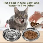 2Pcs 6.3 inch Stainless Steel Cat Bowls, Shallow Wide Flat Whisker Friendly Cat Food Water Dishes Bowls Large Dishes for Cats Dogs - Image 4