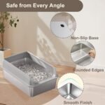 2 Pack Stainless Steel Litter Boxes,Metal Litter Boxes with Lid High Sides, Extra Large Top Entry Kitty Pan Tray with Lid, Non Sticky,Easy Cleaning, 50X35X20cm - Image 5