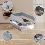 2 Pack Stainless Steel Litter Boxes,Metal Litter Boxes with Lid High Sides, Extra Large Top Entry Kitty Pan Tray with Lid, Non Sticky,Easy Cleaning, 50X35X20cm - Image 6