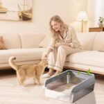 2 Pack Stainless Steel Litter Boxes,Metal Litter Boxes with Lid High Sides, Extra Large Top Entry Kitty Pan Tray with Lid, Non Sticky,Easy Cleaning, 50X35X20cm - Image 8