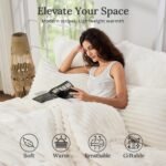 Sasttie Fluffy Comforter Set Queen 3 Pieces - Super Soft & Fuzzy Cream White Comforter Set for Winter Warm Fleece Bedding, 1 Luxury Heavy Faux Fur Down Alternative Comforter with 2 Pillow Cases - Image 3