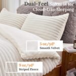Sasttie Fluffy Comforter Set Queen 3 Pieces - Super Soft & Fuzzy Cream White Comforter Set for Winter Warm Fleece Bedding, 1 Luxury Heavy Faux Fur Down Alternative Comforter with 2 Pillow Cases - Image 4