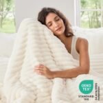 Sasttie Fluffy Comforter Set Queen 3 Pieces - Super Soft & Fuzzy Cream White Comforter Set for Winter Warm Fleece Bedding, 1 Luxury Heavy Faux Fur Down Alternative Comforter with 2 Pillow Cases - Image 6