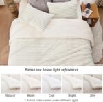 Sasttie Fluffy Comforter Set Queen 3 Pieces - Super Soft & Fuzzy Cream White Comforter Set for Winter Warm Fleece Bedding, 1 Luxury Heavy Faux Fur Down Alternative Comforter with 2 Pillow Cases - Image 9