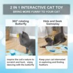2-in-1 Rechargeable Motion Activated Interactive Cat Toys for Indoor Cats, Long Lifetime Motor Cat Chasing Toy for Exercise/Moving Butterfly/Feather Wand Kitten Toys - Image 3
