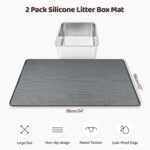 Cat Litter Mat, Extra Large 86.4 x 56cm Silicone Mat Litter Trapping Mat for Scatter Control, Soft on Kitty Paws, Easy to Clean (2 Pack, Dark Gray) - Image 3