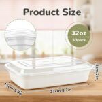 50-Pack 32oz Meal Prep Containers with Lids, BPA Free Plastic Food Container with Lid Reusable, Microwave Safe Take Out Container with Lid for Meal Prep - Image 3