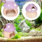 Ceramic Fish Tank Decor, Cute Mushroom House Aquarium Decorations, Betta Tank Accessory Ornament for Small Fish Goldfish Shrimp (Purple) - Image 5