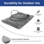 Outdoor Heated Cat Bed, Soft Pet Heating Pad with Steel-Wrapped Cord, Outside Pet Warmer for Feral Cats and Dogs, 19.7" x 15.7", 40 Watts, Gray - Image 5