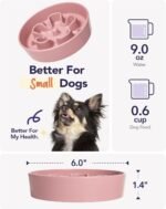 LE TAUCI Ceramic Slow Feeder Dog Bowls Small Breed, 0.6 Cups Dog Food Dish for Fast Eaters, Puzzle Bowl for Small Dogs and Cats,Bloom Pink - Image 6