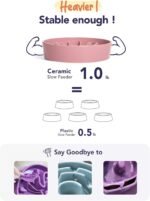 LE TAUCI Ceramic Slow Feeder Dog Bowls Small Breed, 0.6 Cups Dog Food Dish for Fast Eaters, Puzzle Bowl for Small Dogs and Cats,Bloom Pink - Image 9