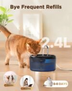 Cat Water Fountain for Cats Indoor: 2.4L Cat Fountains for Drinking - Quiet Pet Water Dispenser - Automatic Pet Watering Bowls for Cats - Black Kitten Waterer Supplies - for Small/Medium Animals - Image 3
