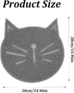 Cat Litter Mat, Non Slip Cat Face Shaped Litter Mat, Wear Resistant Feeding Pad, Home Use Tapis Litiere Chat (Grey) - Image 3